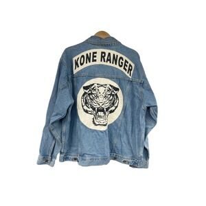 Wrangler Trucker Jacket Mens Size XL Kone Ranger Denim Jeans Upcycled Vintage